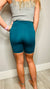 Crossover Waist Biker Shorts - Aqua