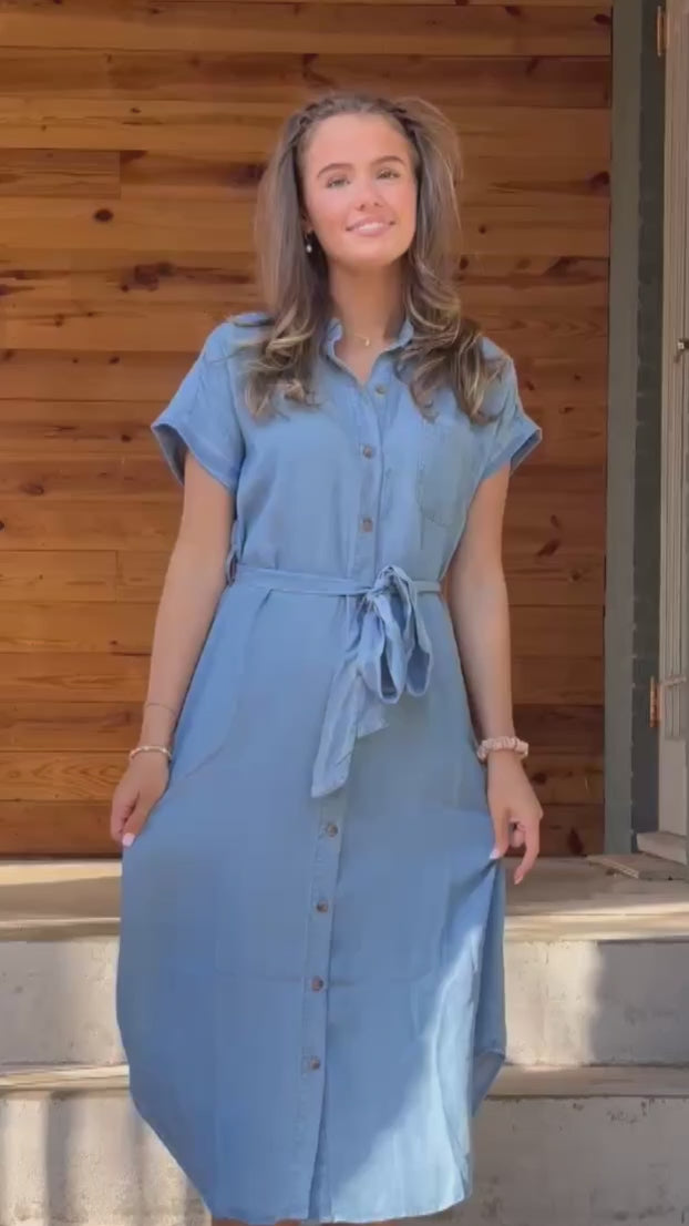 Chambray Midi Button Down Dress