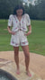 Floral Embroidery Dropped Blouse and Short Set