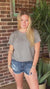 Exposed Seam Short Sleeve Knit Top