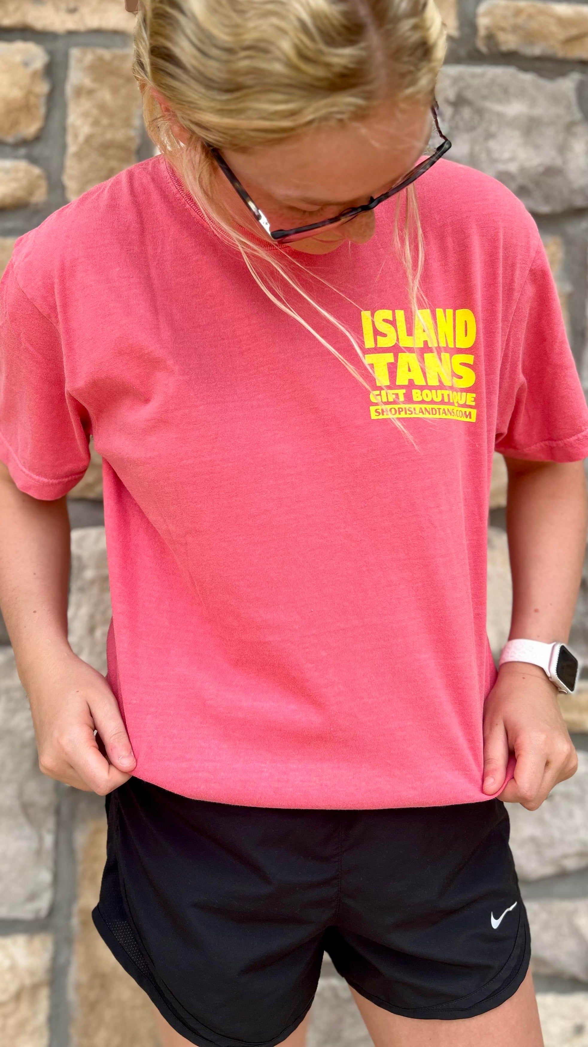 Island Tans Logo Tees - Comfort Cotton in Watermelon