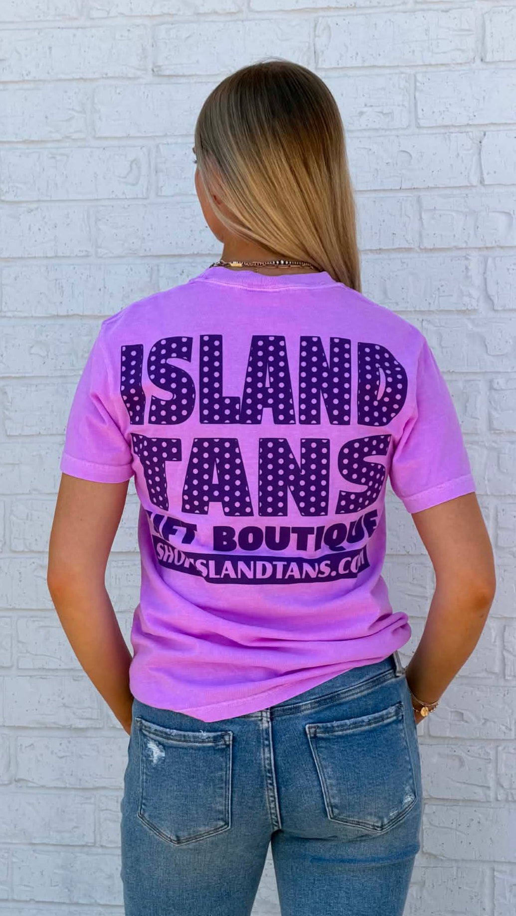 Island Tans Logo Tee- Violet with Purple (Polka Dots)