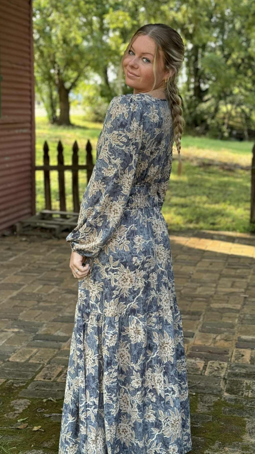 Long Sleeve Woven Tiered Maxi Dress in 2 Colors