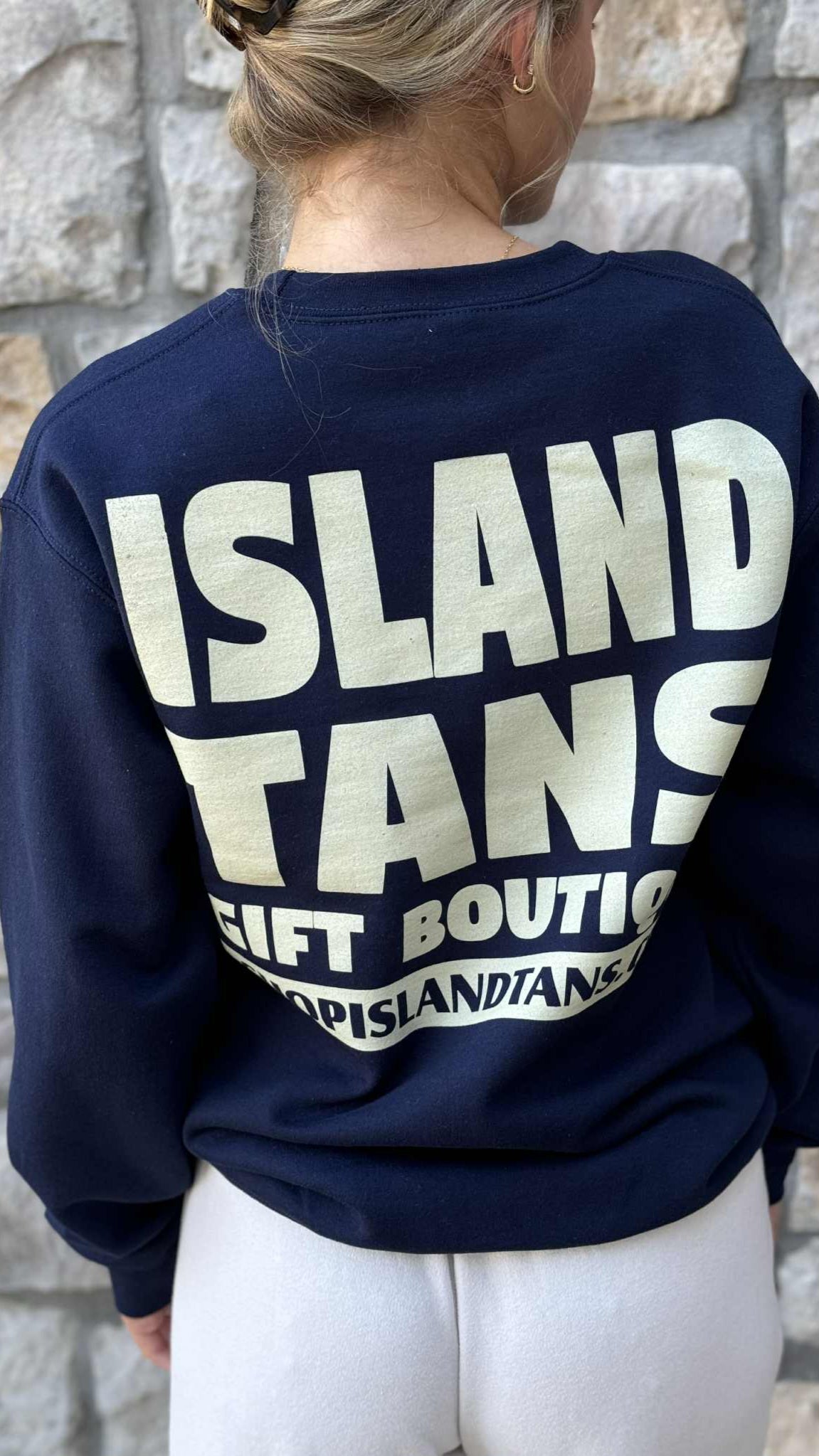 Island Tans Logo Tee- Sweatshirt Navy with Beige
