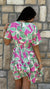 Drop Shoulder Short Sleeve Woven Print Dress