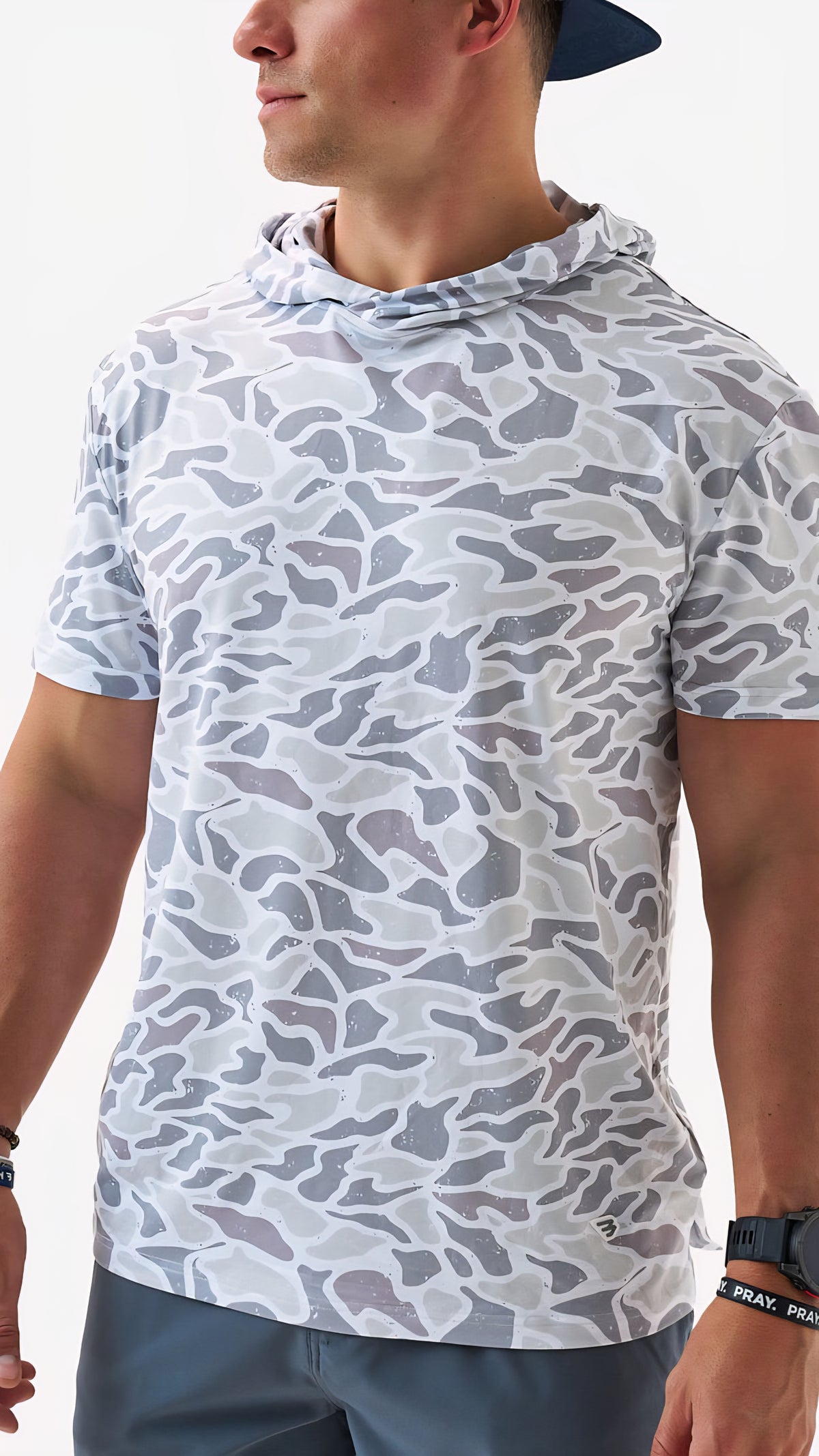 Burlebo Short Sleeve Performance Hoodie White Camo