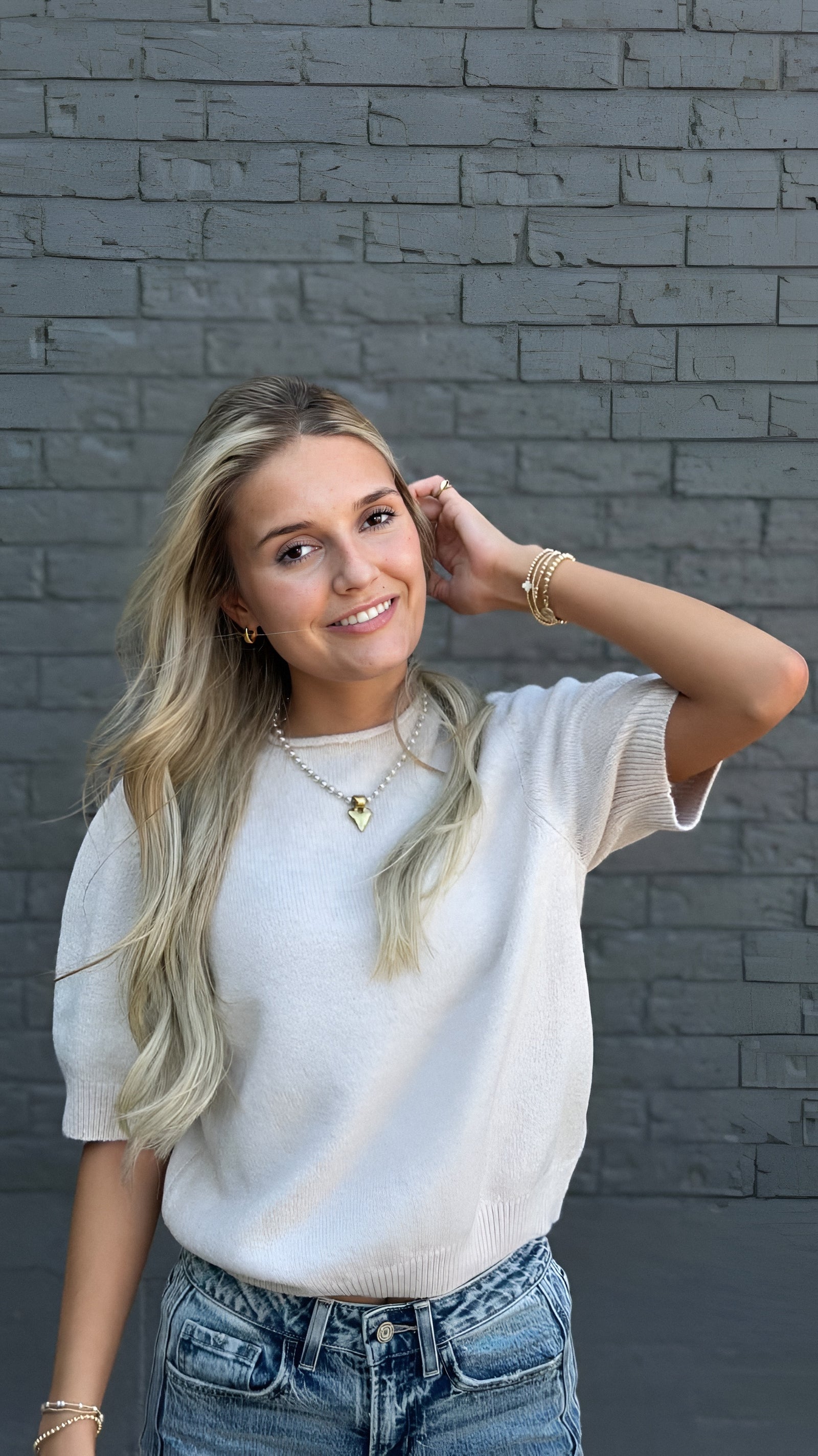 Everyday Luxe Short Sleeve Sweater Top