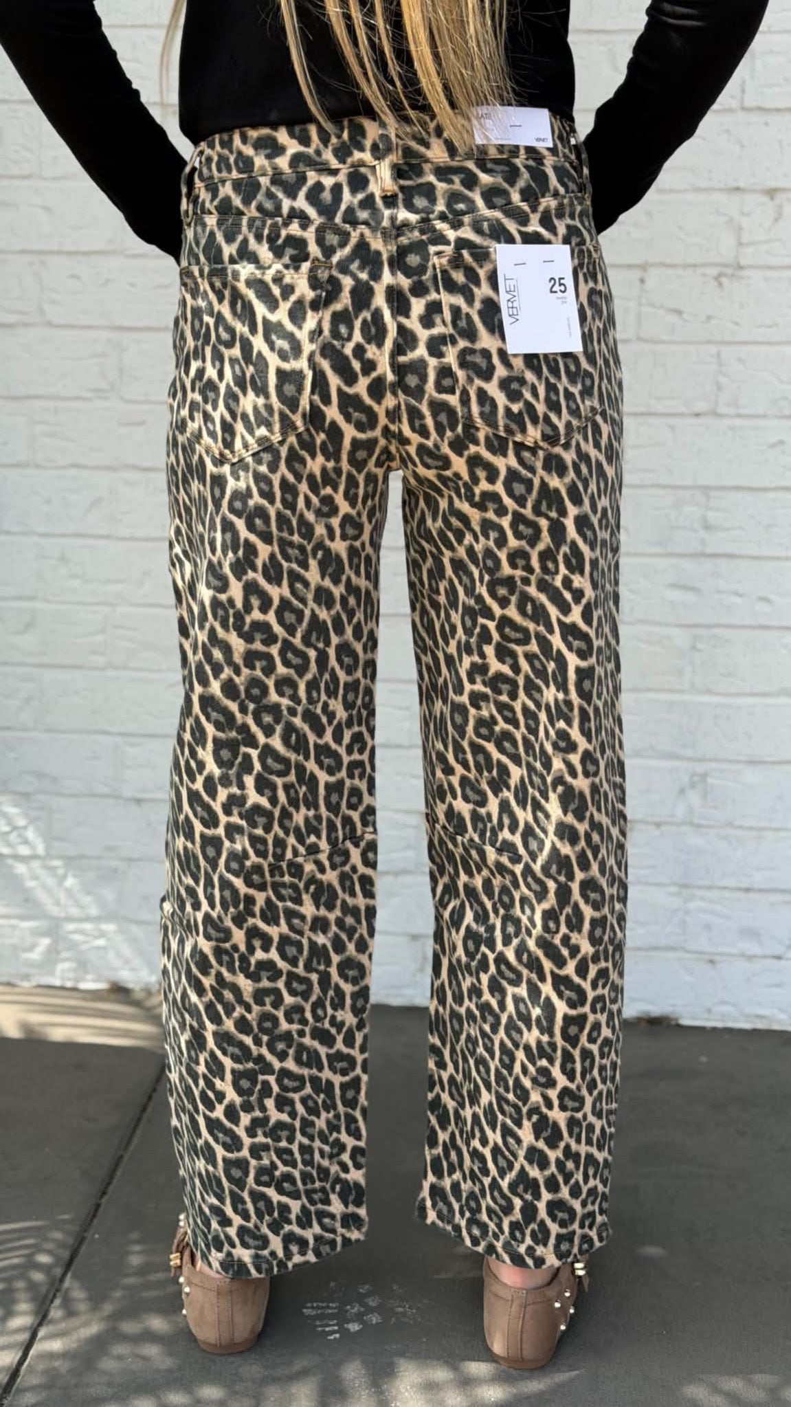 Vervet High Rise Leopard Print Barrel Jeans V3704LPD
