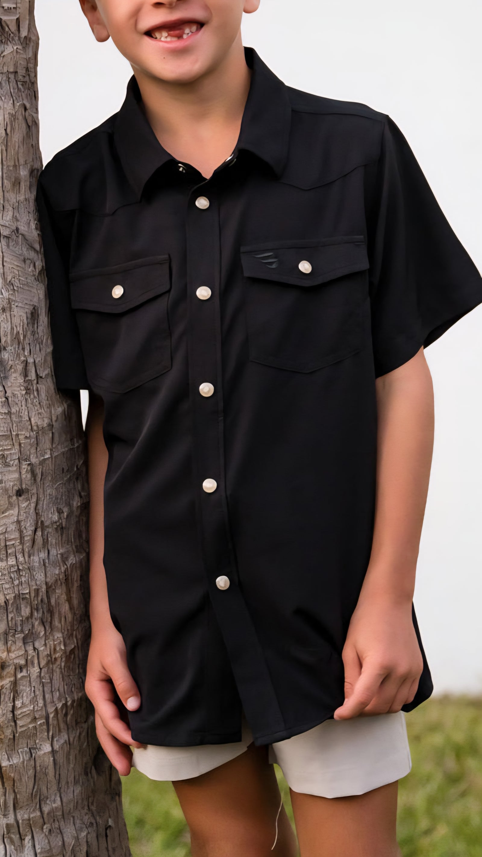 Burlebo Youth Performance Western Shirt Black