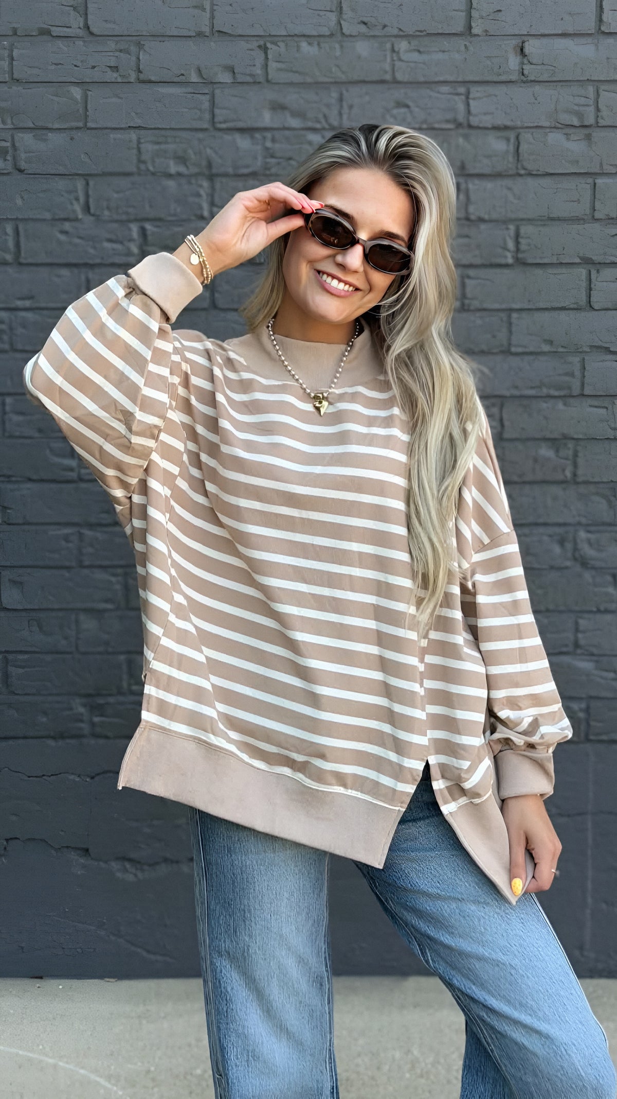 Everyday Striped Mock Neck Knit Top in 2 Colors