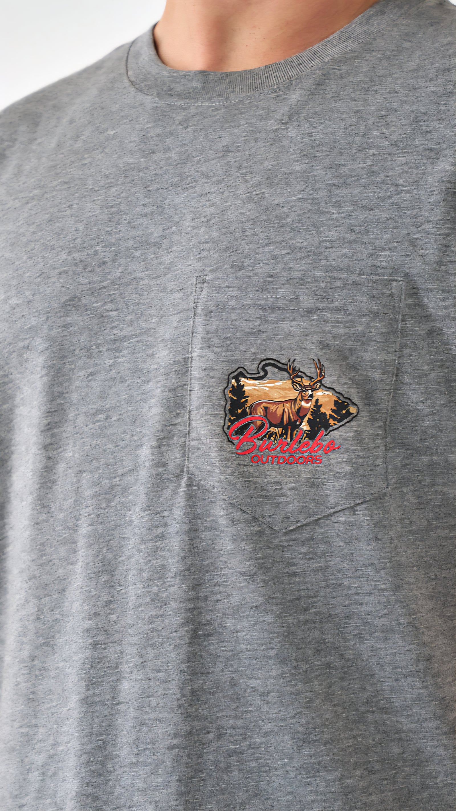 Burlebo Short Sleeve Hill Country Buck on Heather Grey
