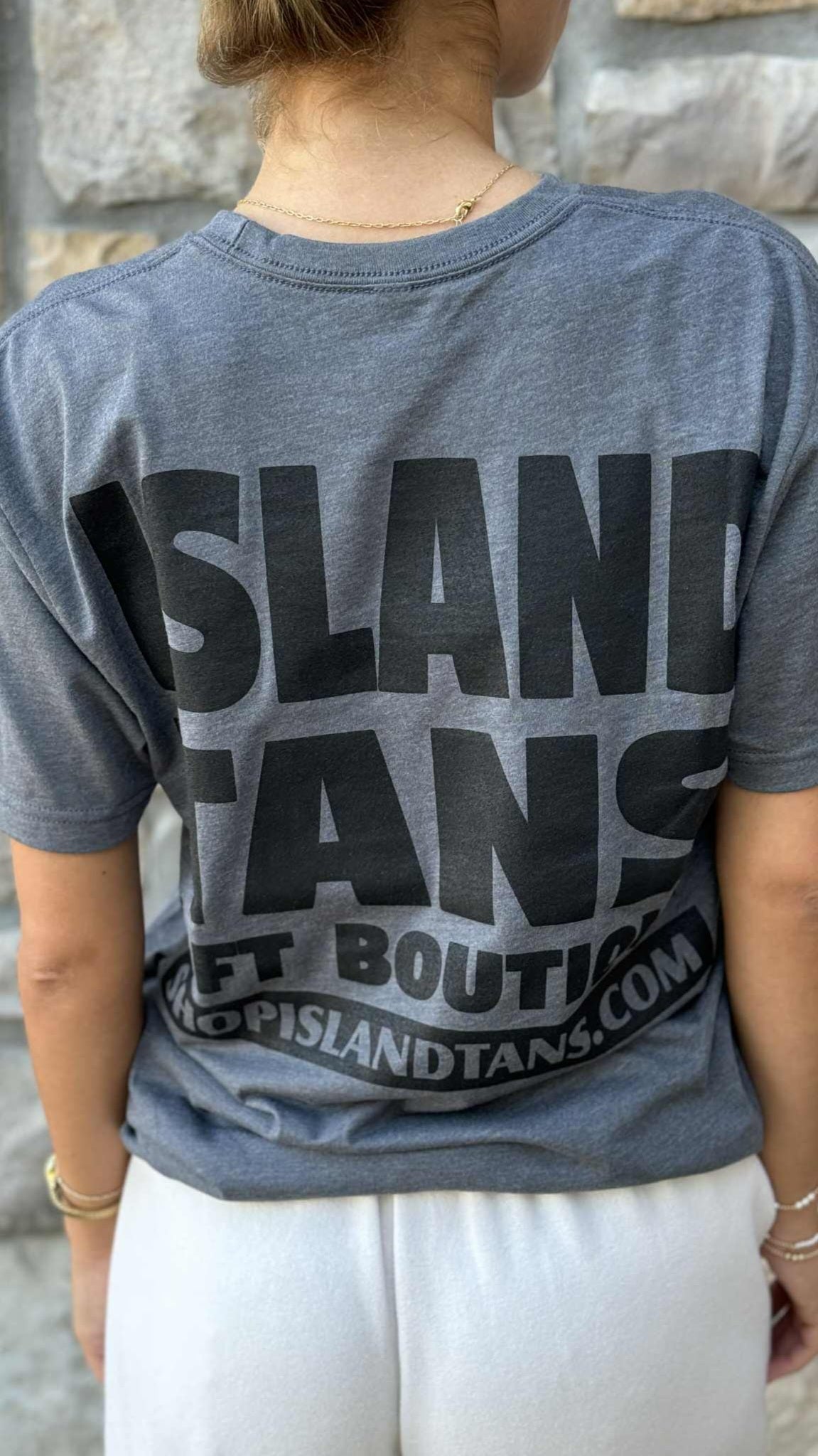 Island Tans Logo Tee- Heather Metal with Black