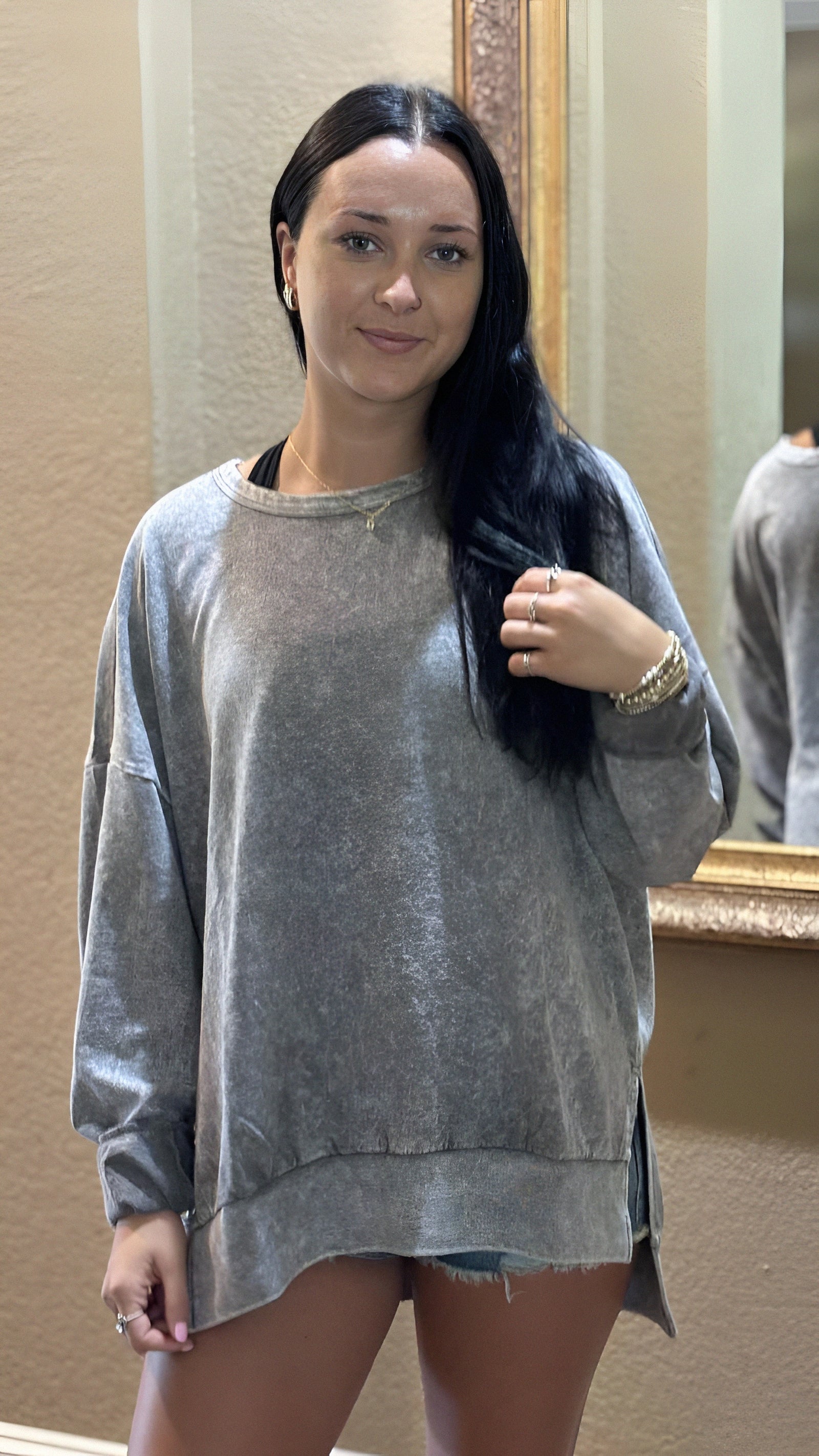 Long Sleeve Side Split Knit Top