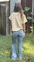 Short Sleeve Scallop Trimmed Striped Sweater in 2 Colors