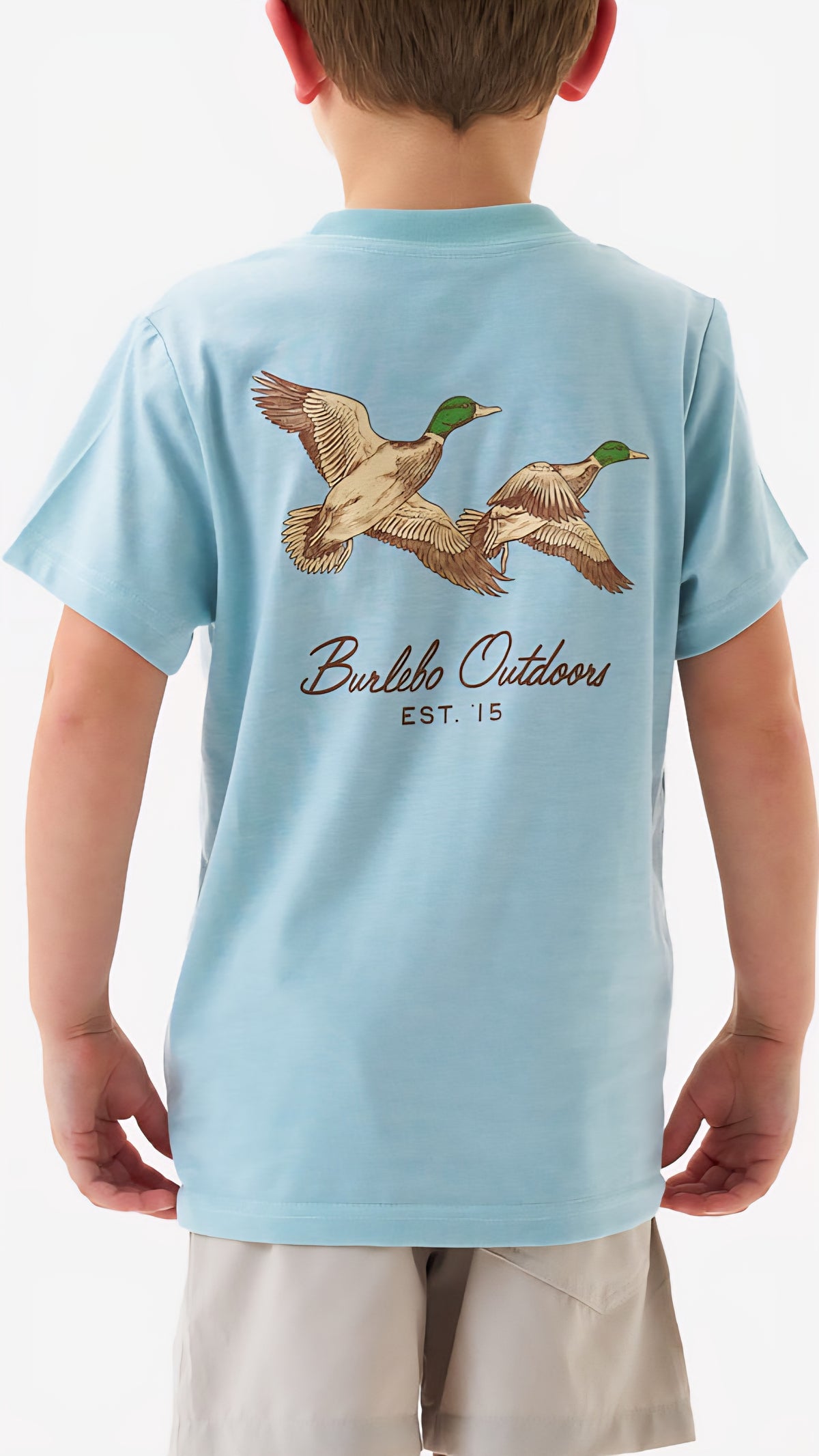 Burlebo Youth Tee Flying Mallards Sky Blue