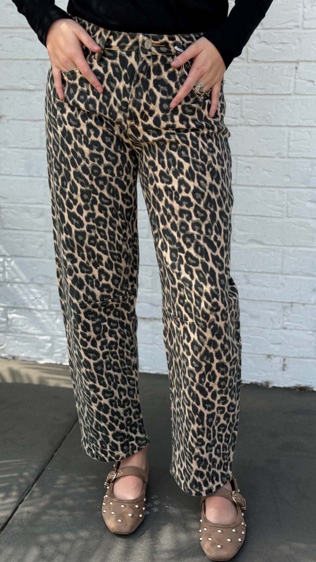 Vervet High Rise Leopard Print Barrel Jeans V3704LPD