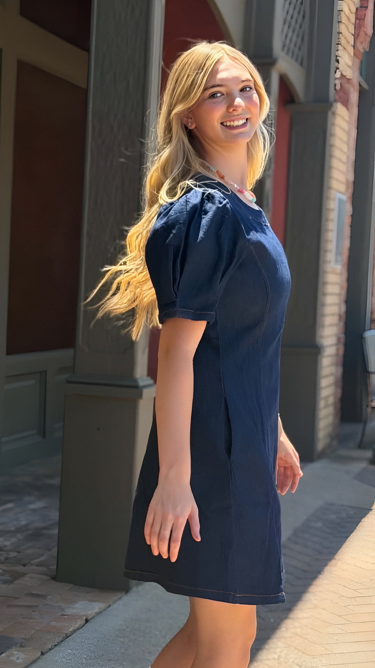 Dark Denim Mini Dress with Pockets