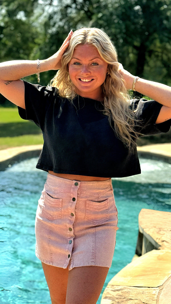 Woven Mini Skirt With Back Star Detail - Island Tans Gift Boutique