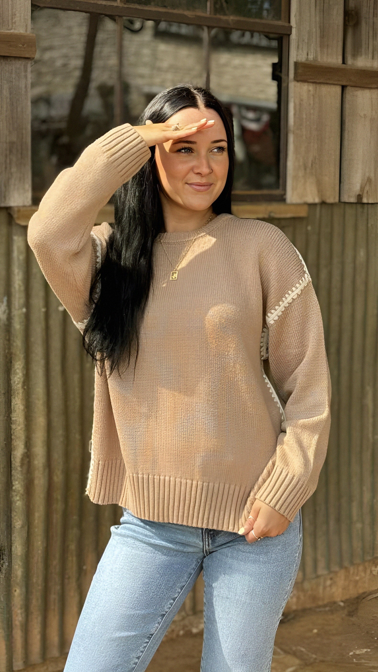 Contrast Trim Knit Sweater in 2 Colors