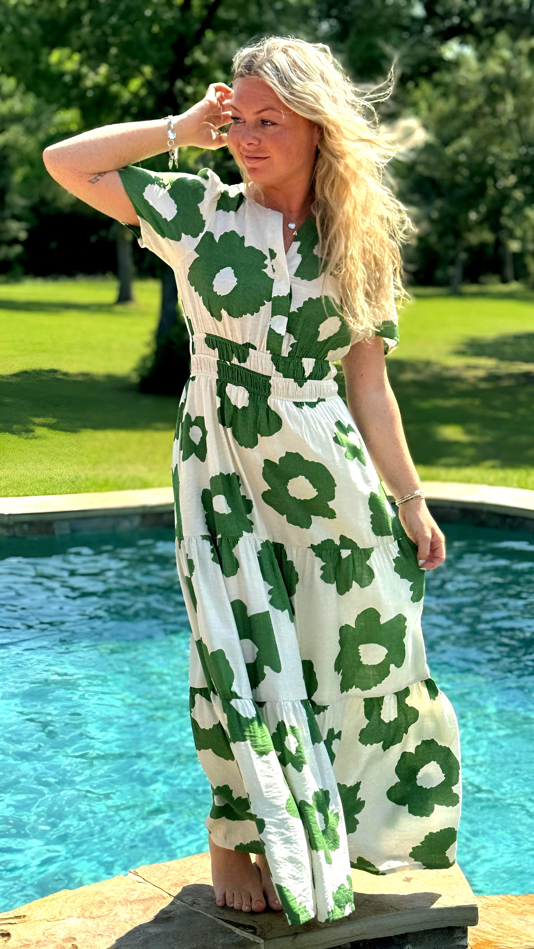 Short Sleeve Floral Tiered Maxi Dress in 3 Colors