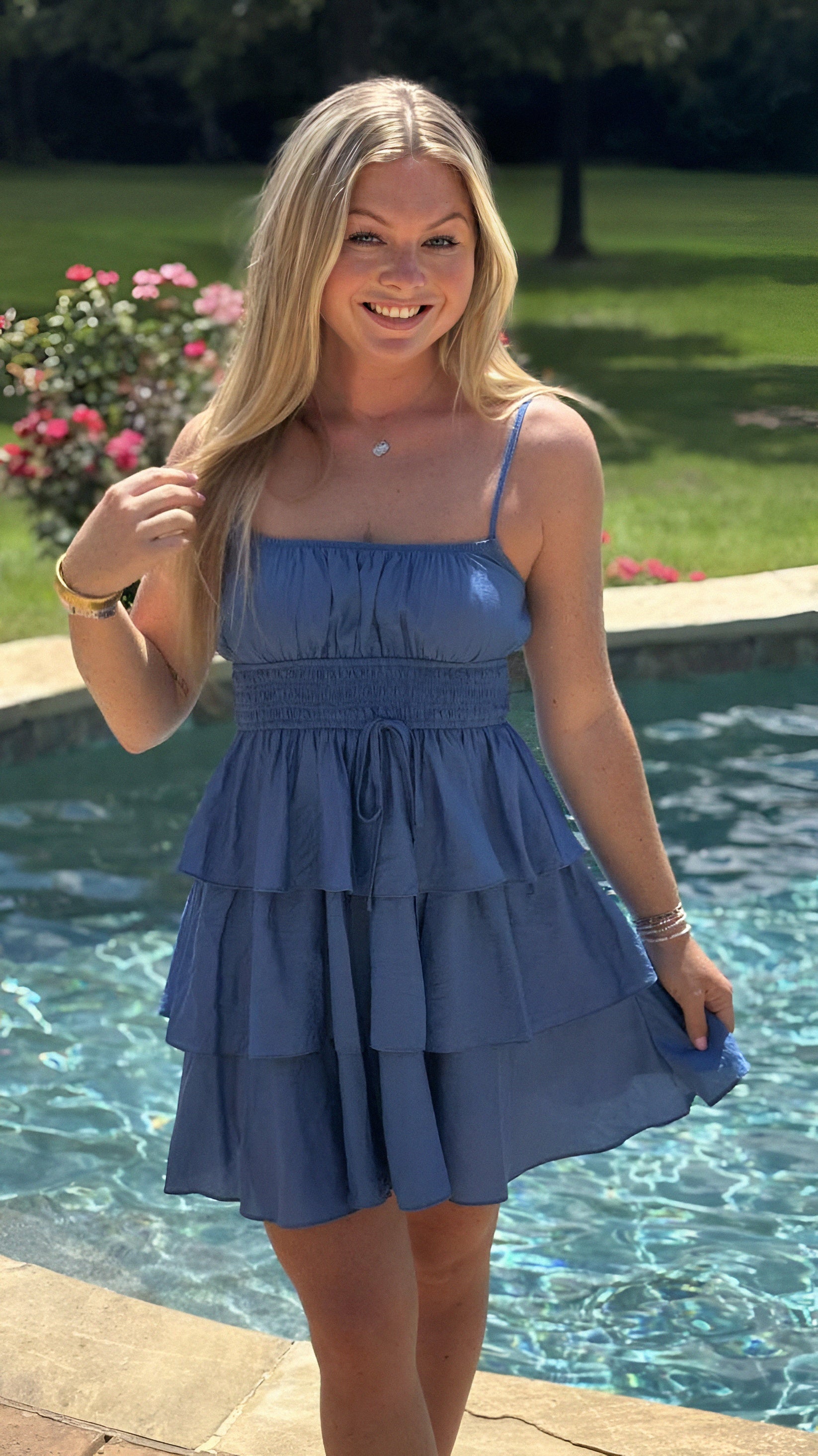 Ruffle Tiered Spaghetti Strap Mini Dress in 2 Colors