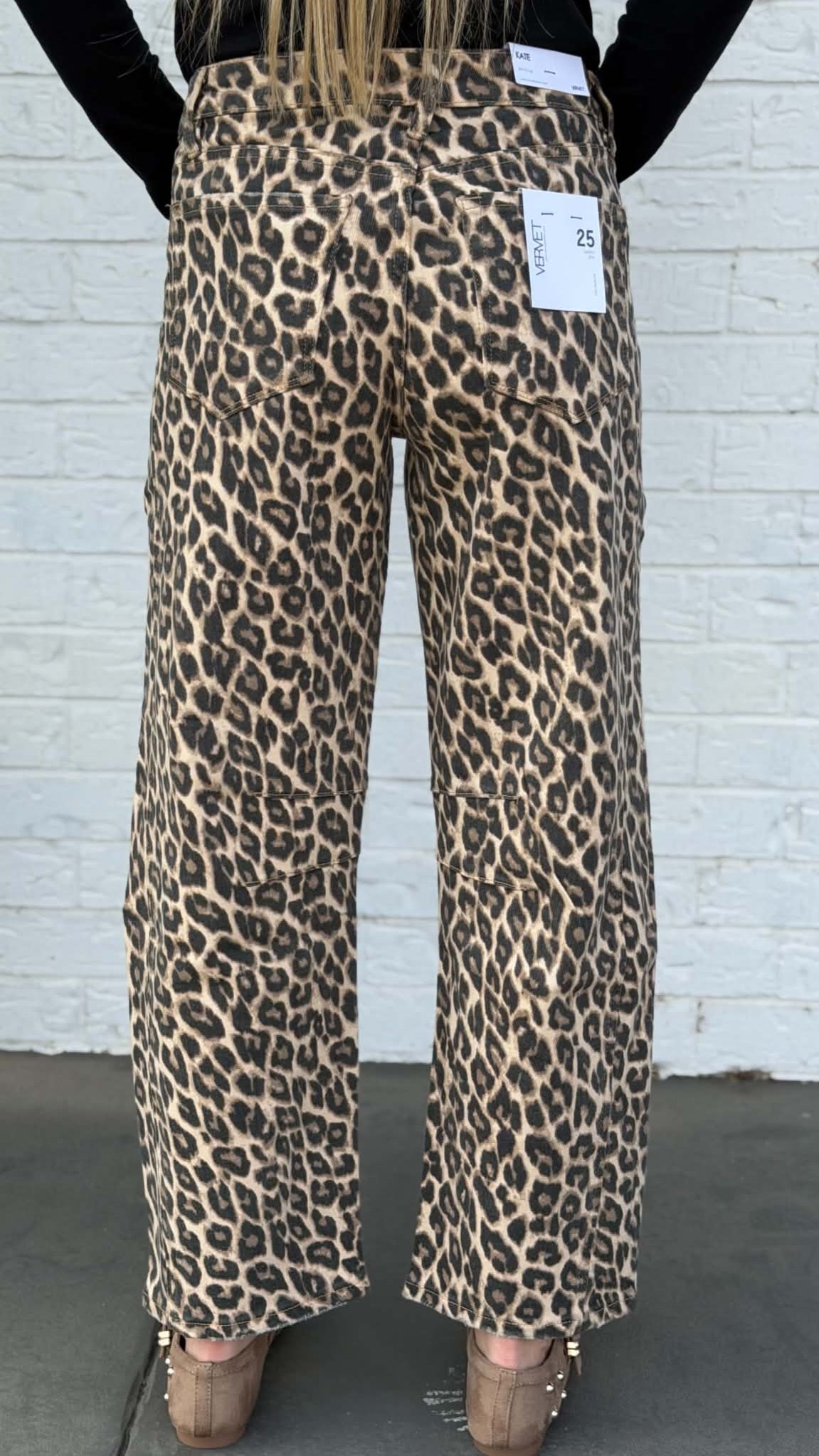 Vervet High Rise Leopard Print Barrel Jeans V3697LPD