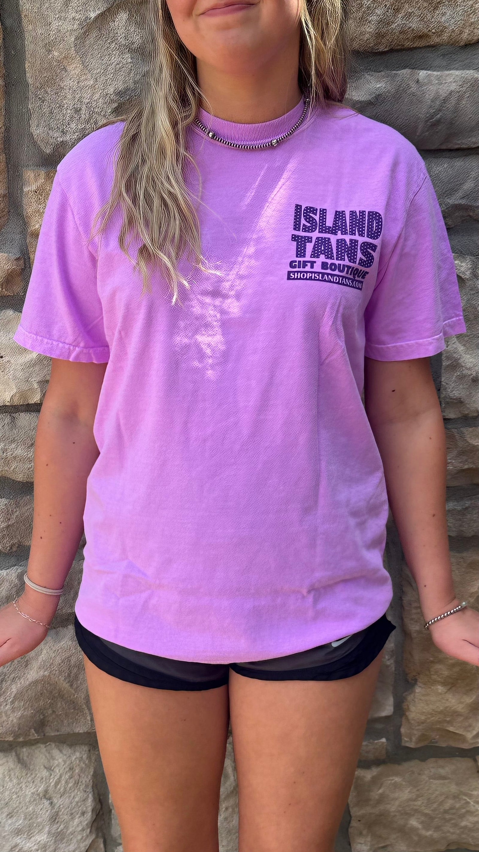 Island Tans Logo Tee- Violet with Purple (Polka Dots)