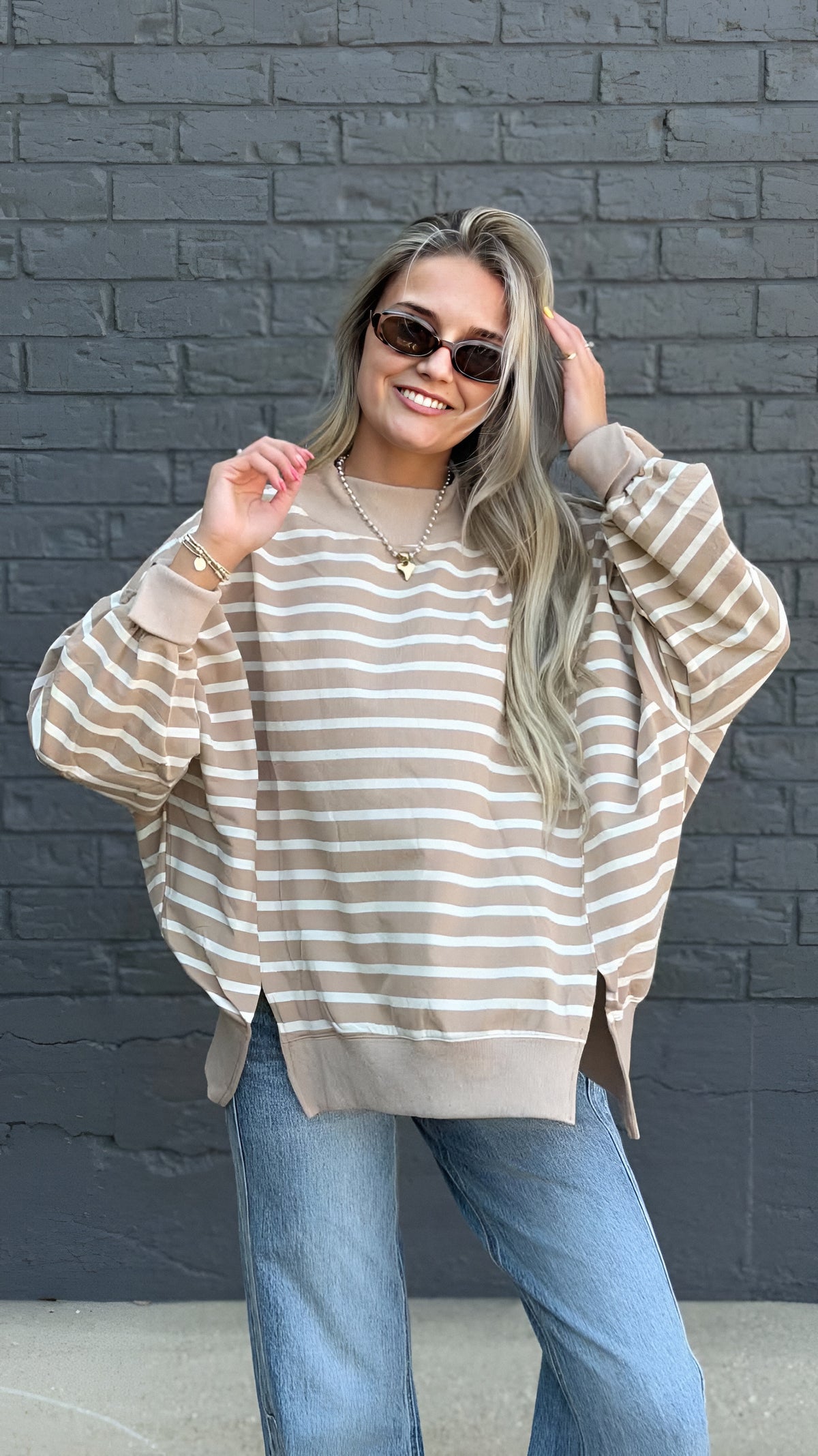 Everyday Striped Mock Neck Knit Top in 2 Colors