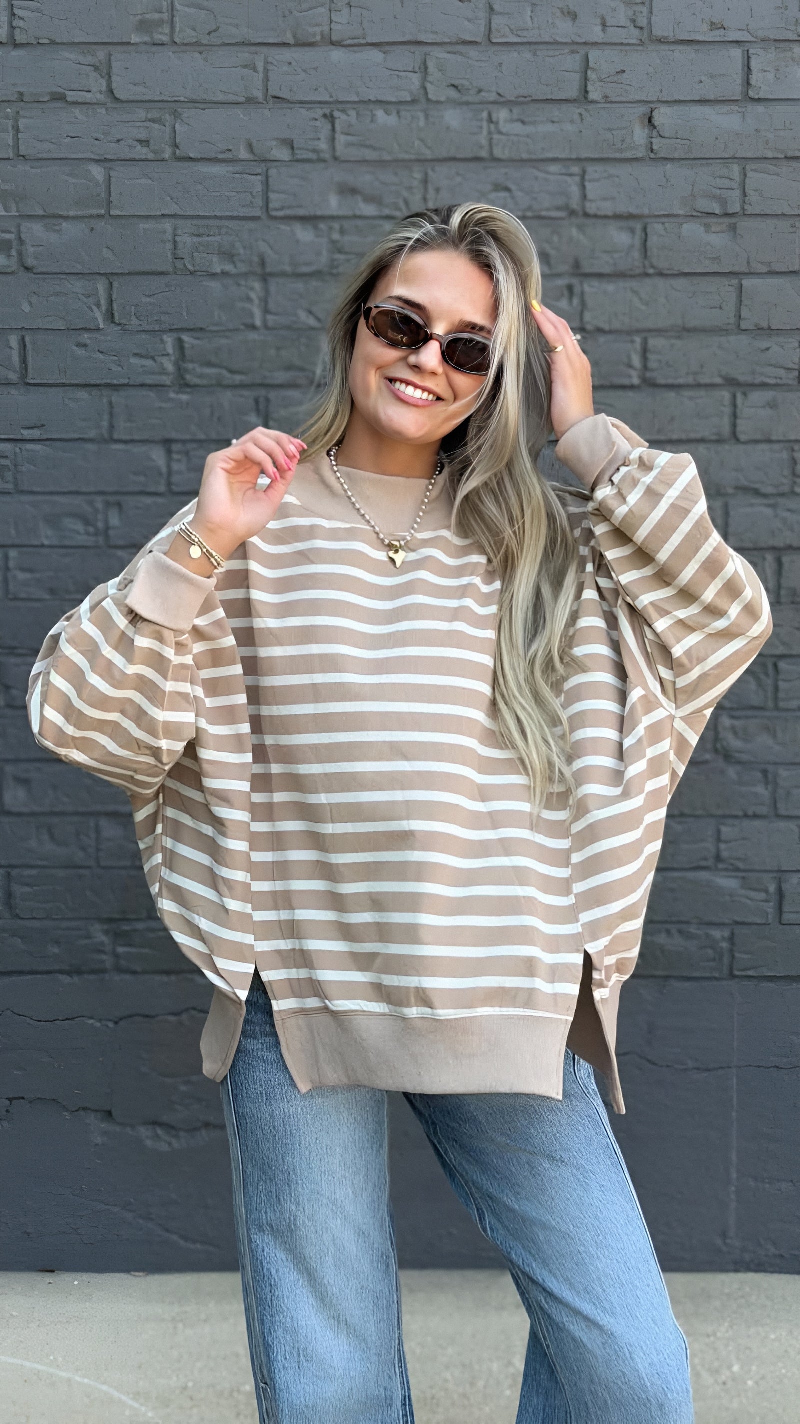 Everyday Striped Mock Neck Knit Top in 2 Colors