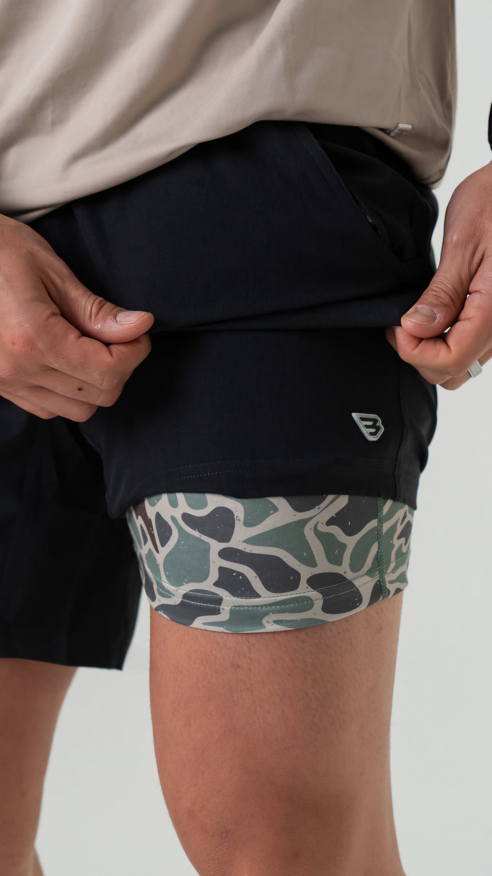 Burlebo Athletic Shorts Heather Black w/Retro Duck Camo Pocket
