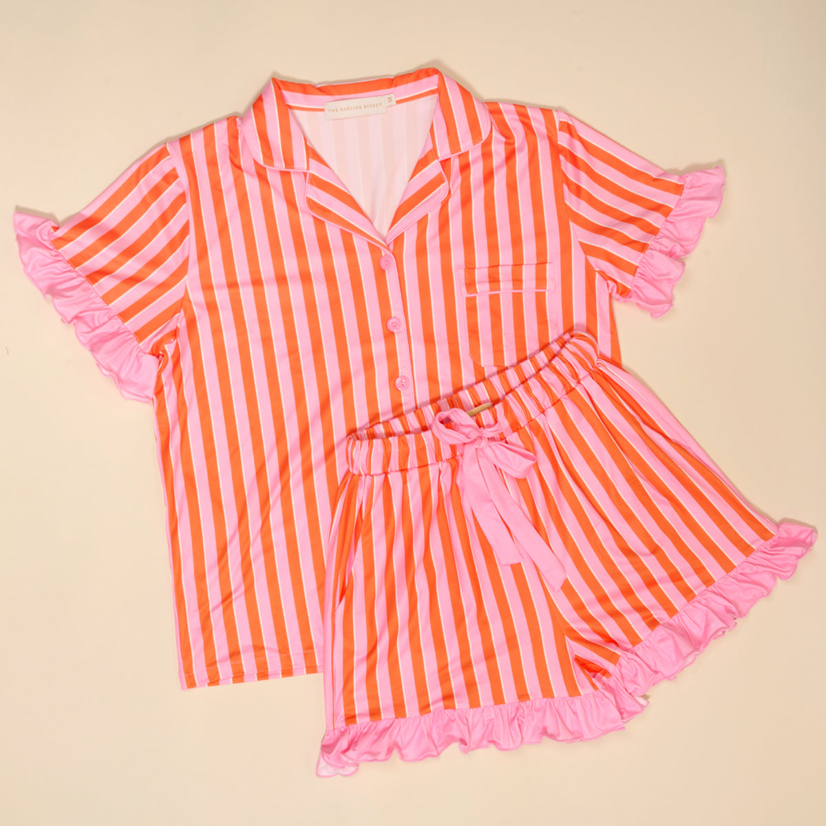 DE Sicily Striped Pink Pajama Short Set