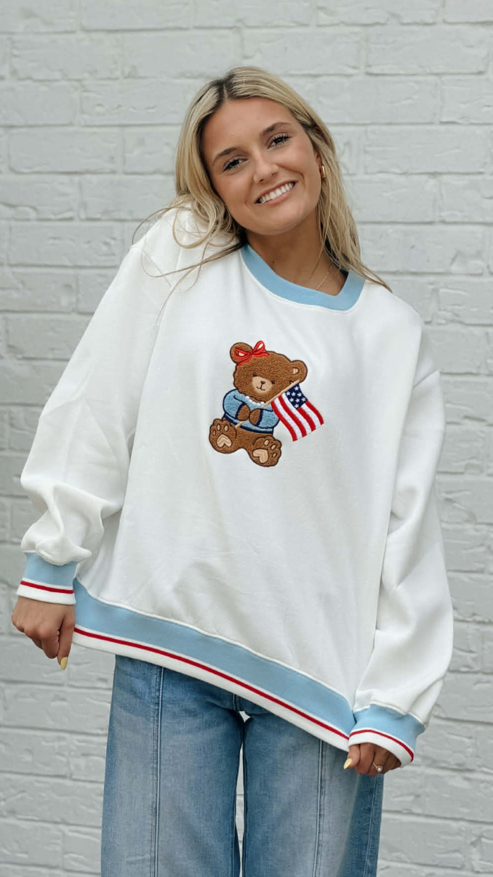 Star Spangled Bear Oversized Crew