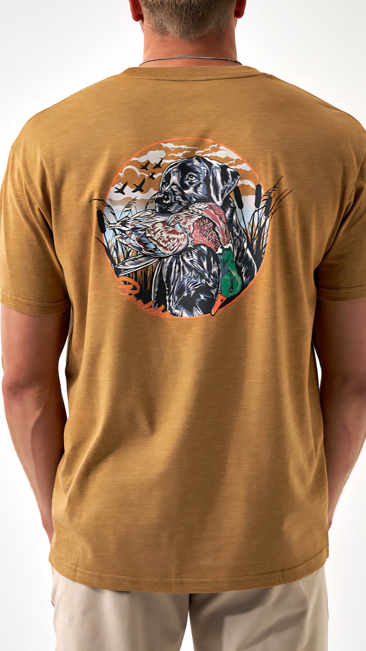 Burlebo Short Sleeve Tee Duck Dog on Light Brown