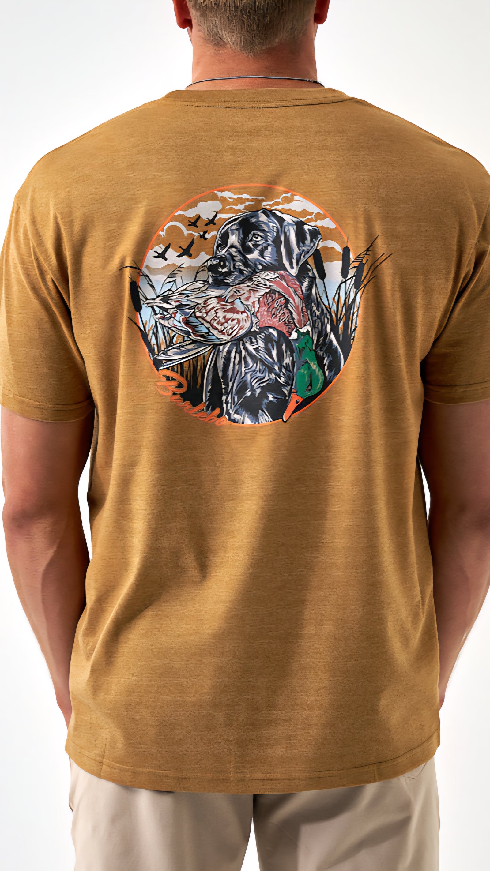 Burlebo Short Sleeve Tee Duck Dog on Light Brown