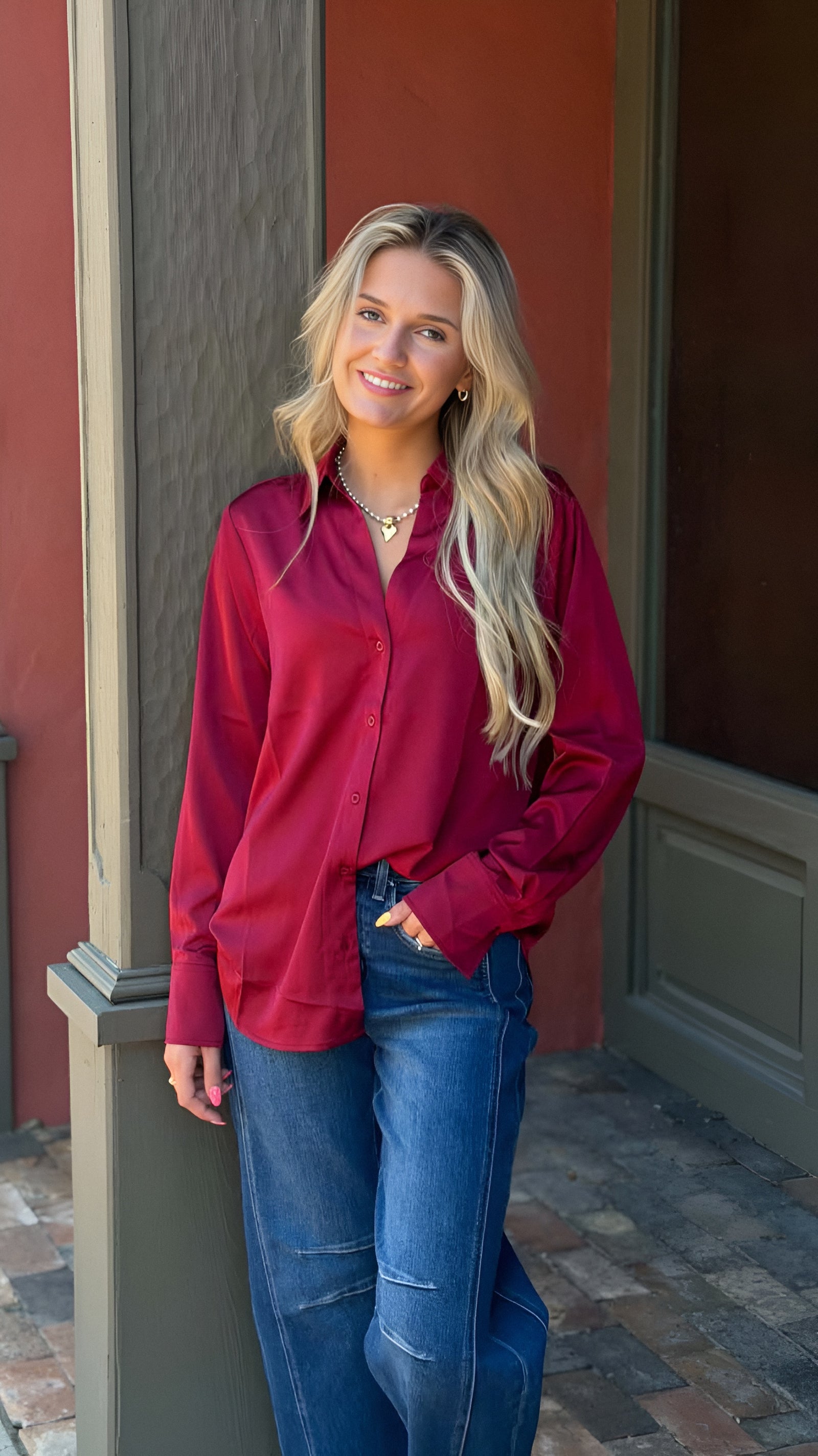 Satin Button Down Top available in 5 Colors