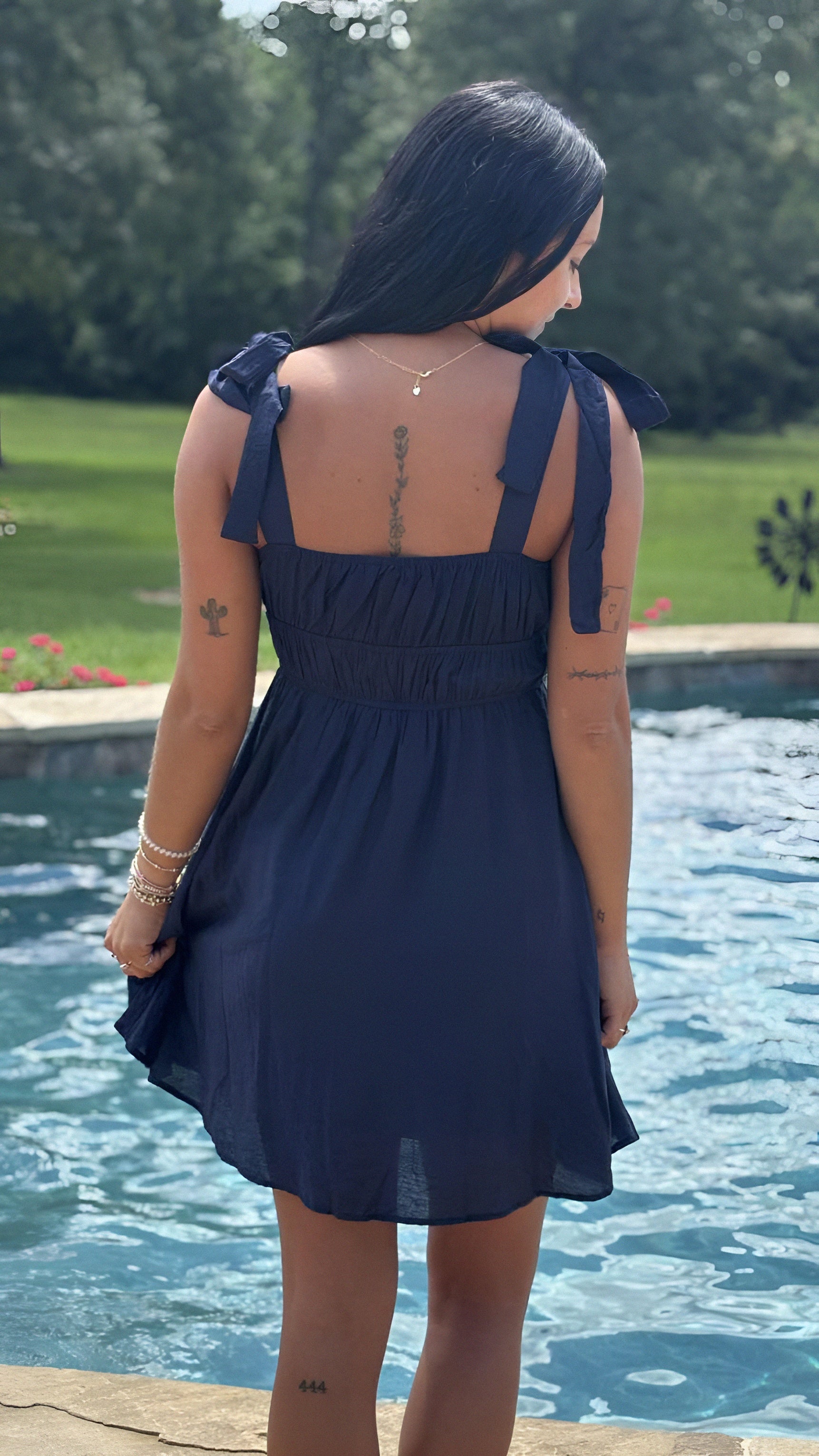 Eyelet Lace Trim Mini Dress in 2 Colors