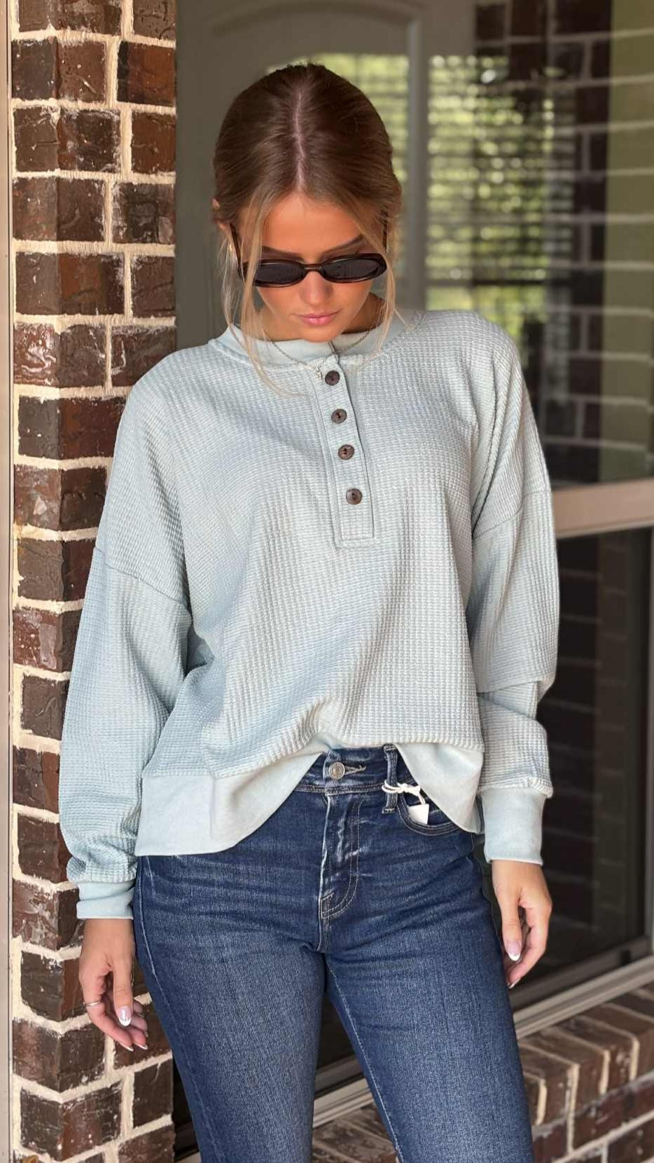 Royce Mason Waffle Henley Top in 3 Colors