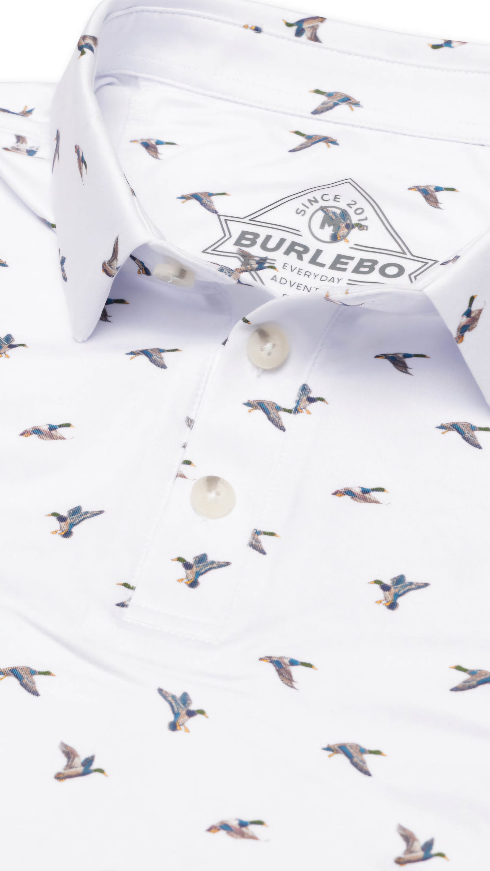 Burlebo Performance Polo - Ducks Flying In White