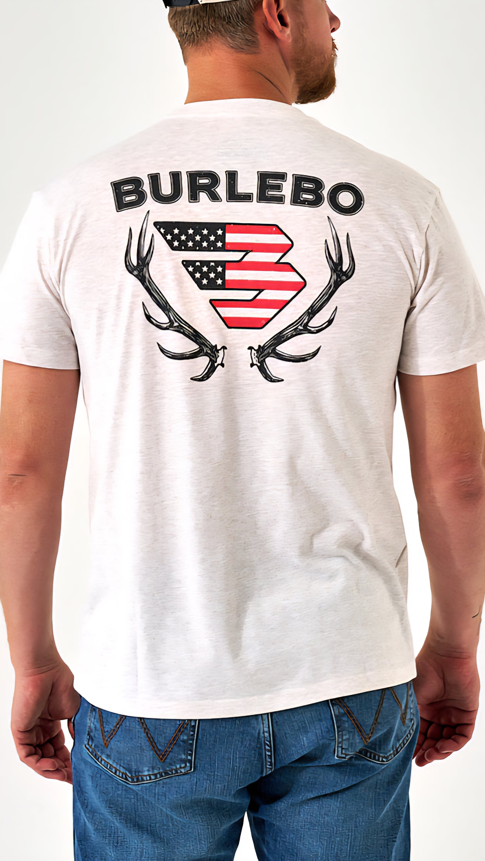 Burlebo Short Sleeve Tee Elk Horn Logo on Heather Oatmeal
