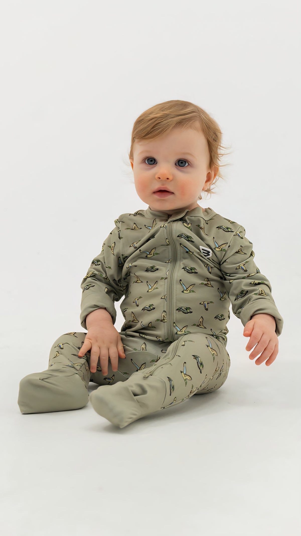 Burlebo Baby Zip Up - Flying Ducks Green