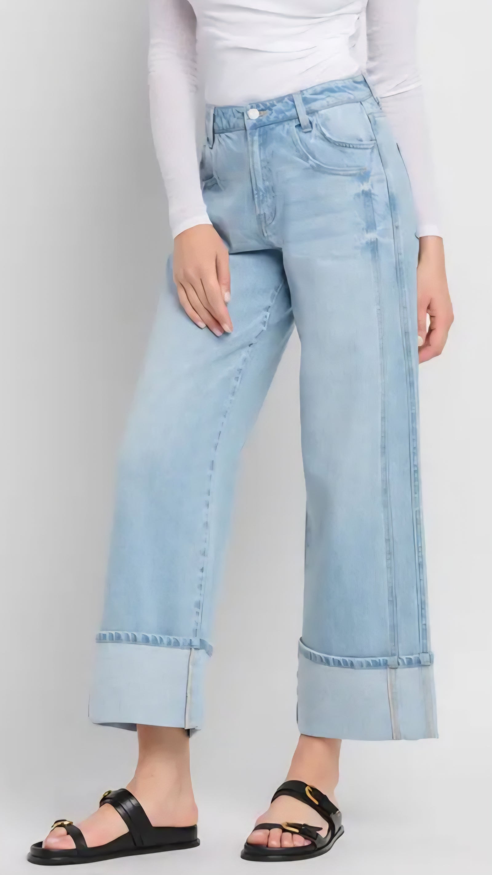 Vervet Kris Super High Rise Cuffed Baggy Wide Leg Jean T6515