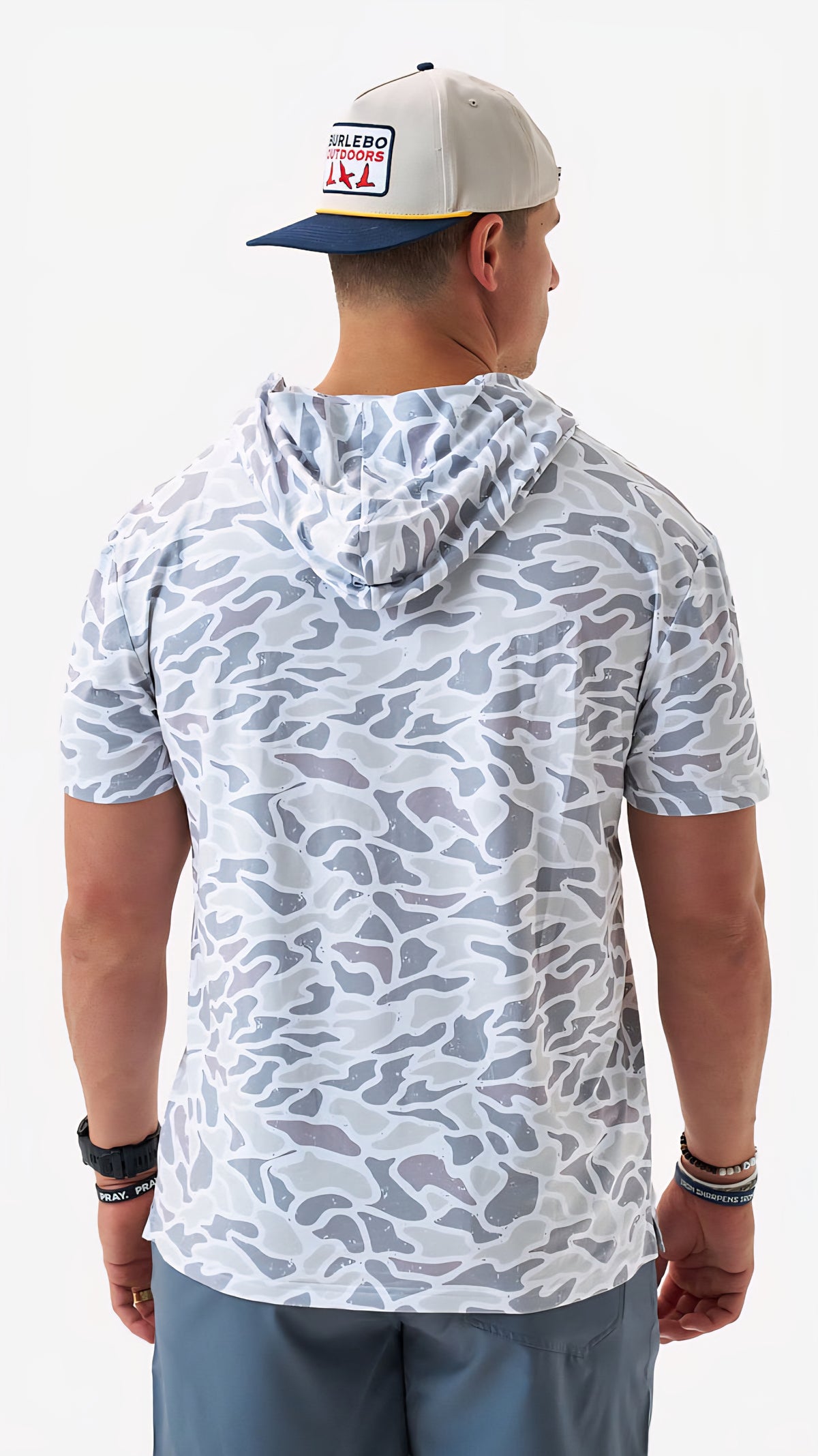 Burlebo Short Sleeve Performance Hoodie White Camo