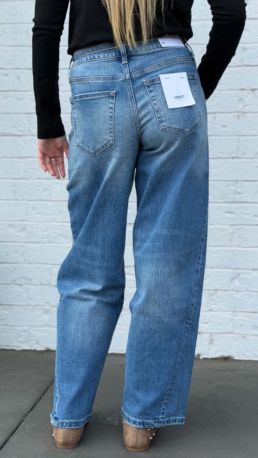 Vervet High Rise Drawstring Wide Barrel Jeans T7525