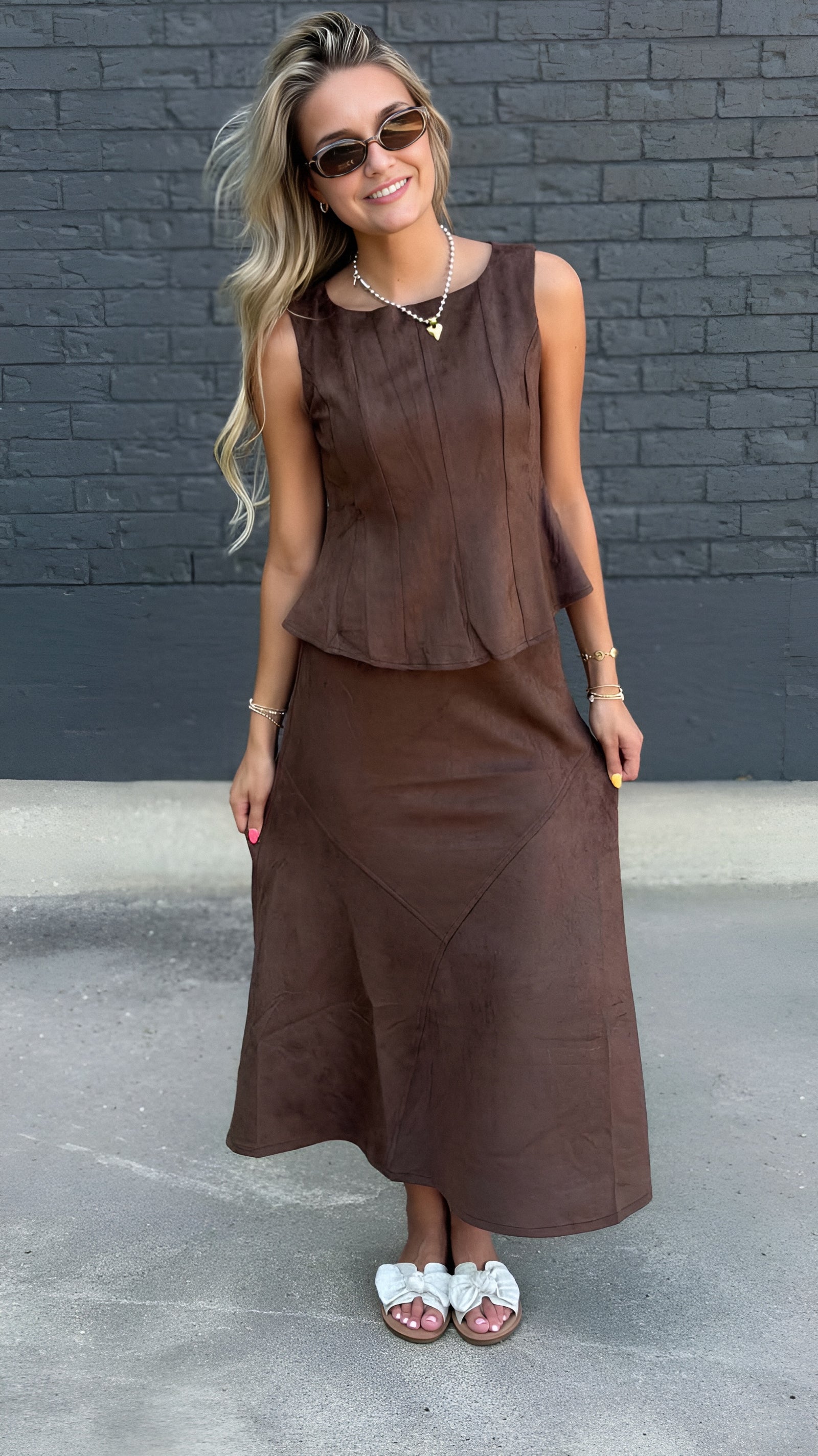 Autumn Luxe Faux Suede Two-Piece Set