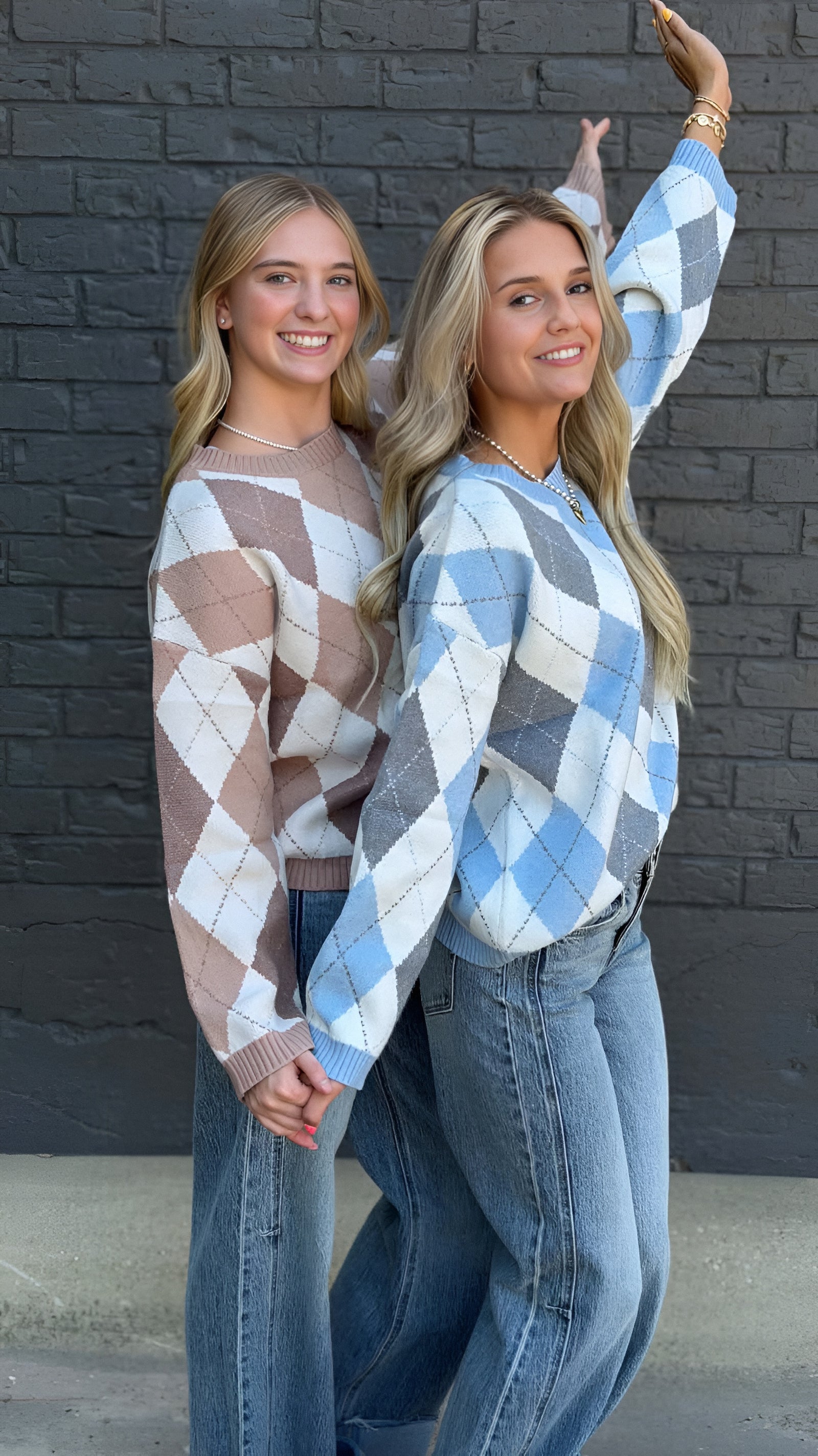 Classic Comfort Argyle Knit Sweater in 2 Colors