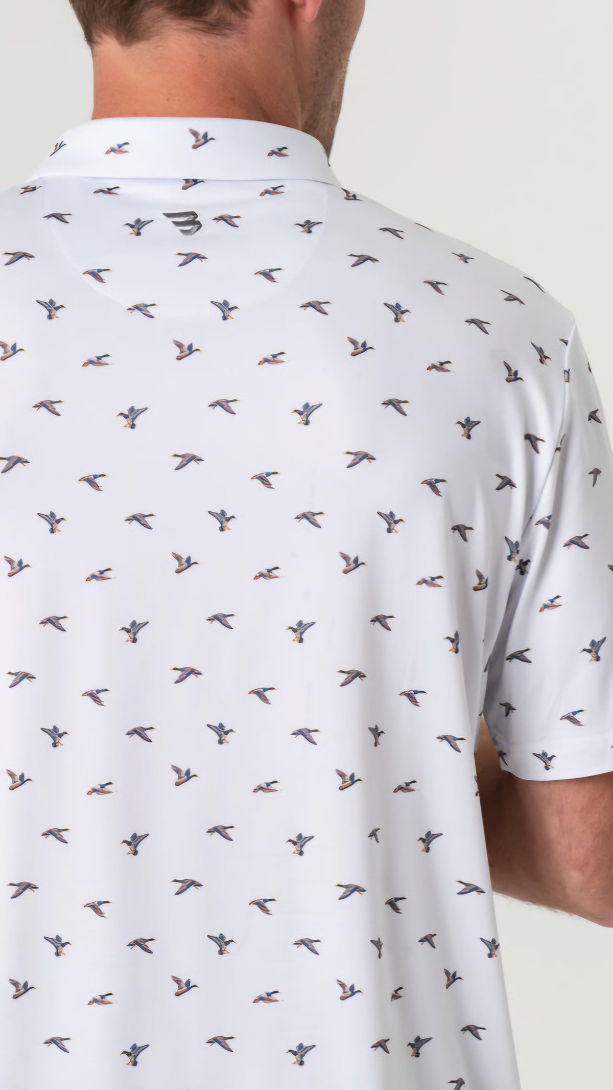 Burlebo Performance Polo - Ducks Flying In White