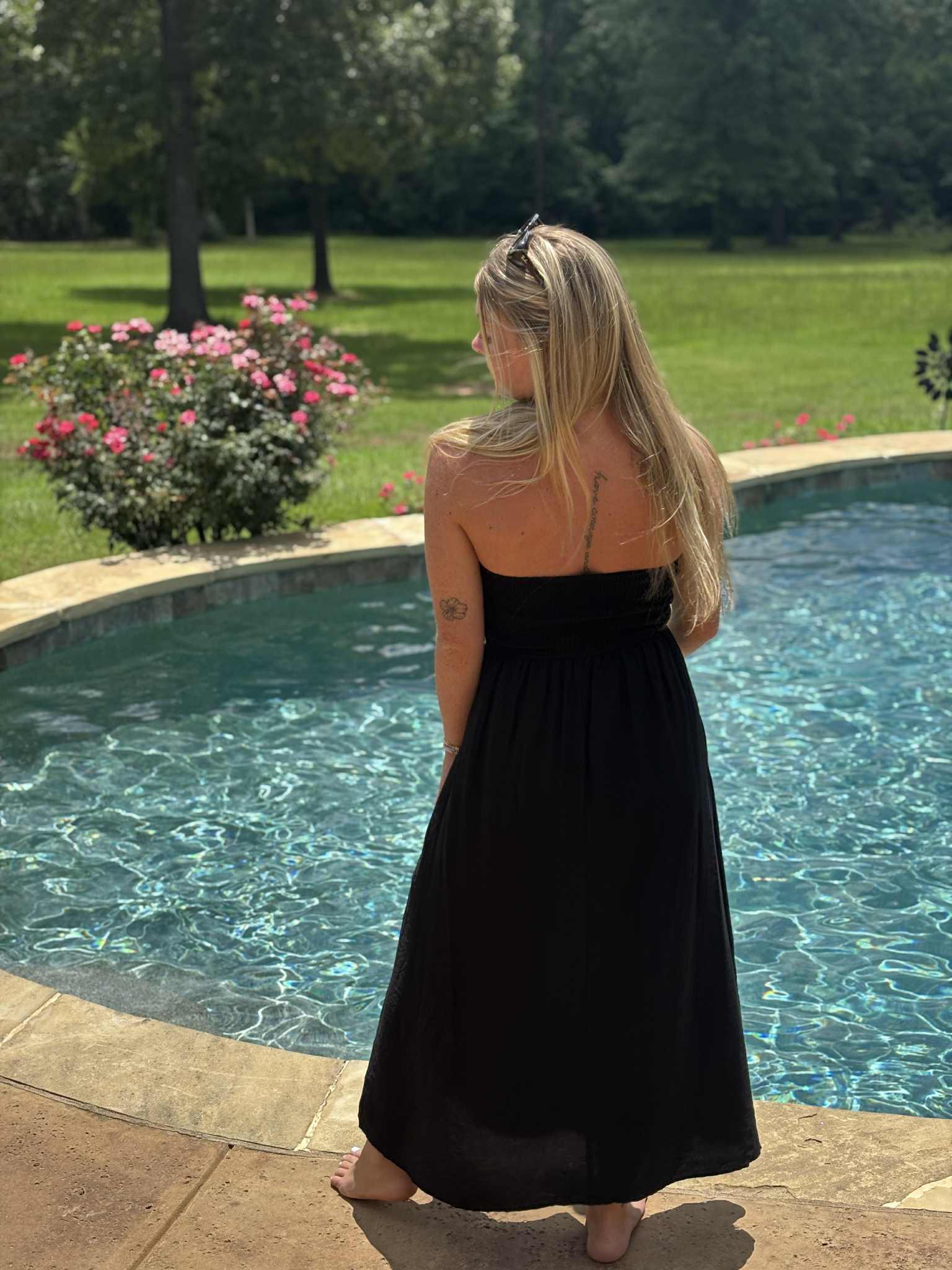Strapless Midi Sundress in Black