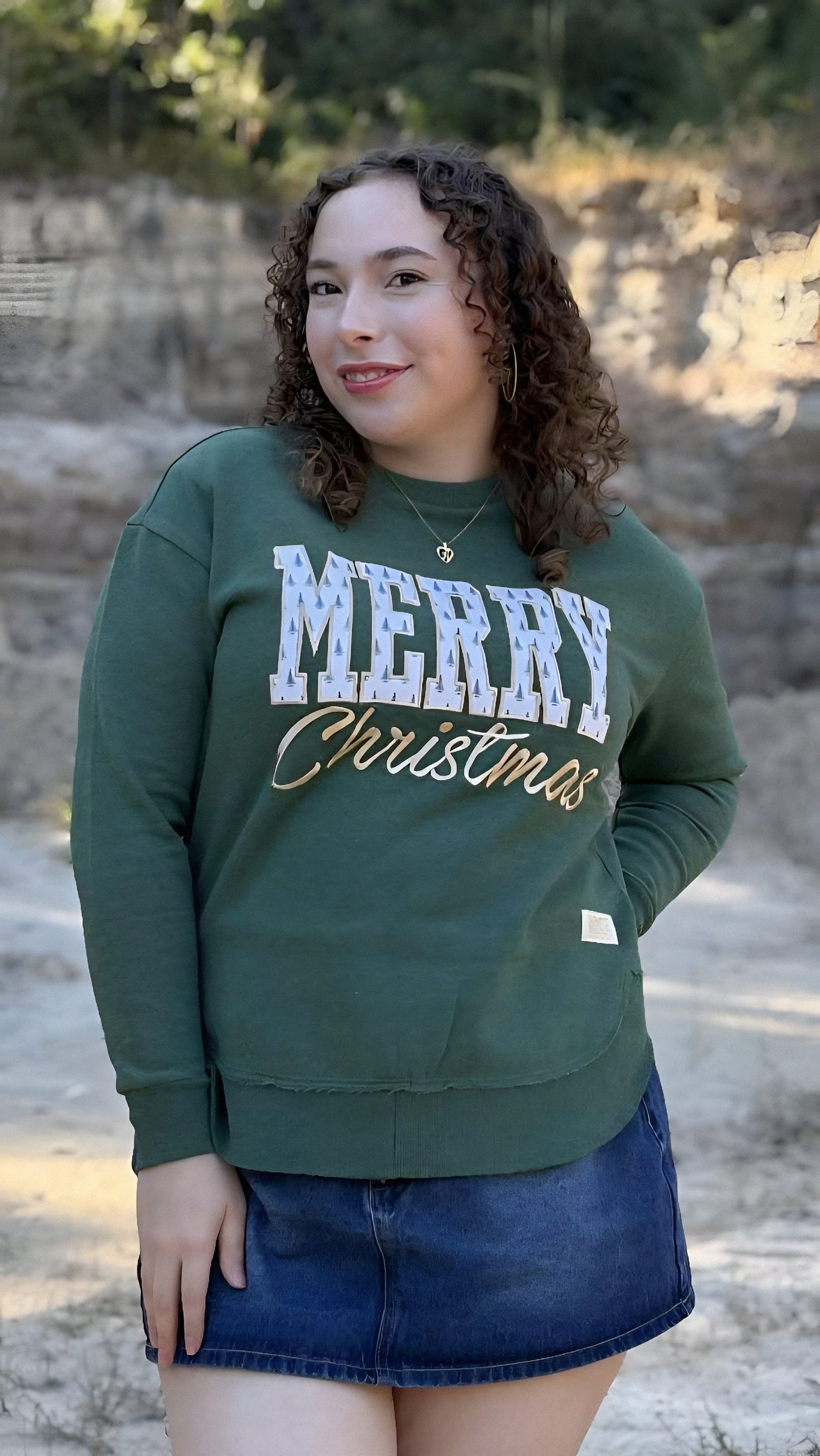 Christmas Spruce Patter Merry Christmas Fleece Top