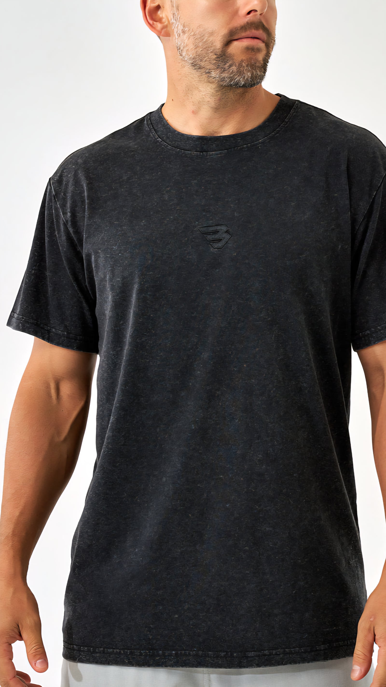 Burlebo Short Sleeve Vintage Washed B Logo Tee in Black
