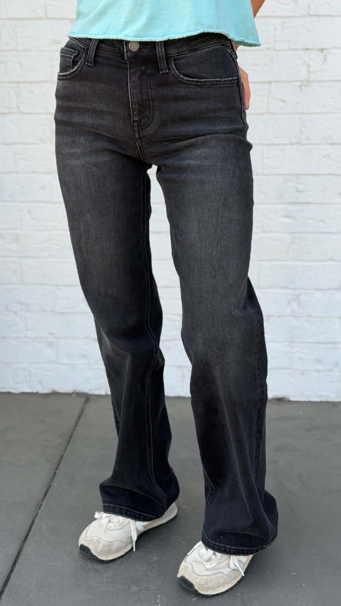 Flying Monkey High Rise Loose Fit Jeans Black F5296